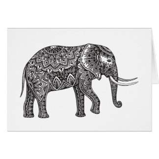 Cartão Doodle estilizado do elefante da fantasia