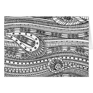 Cartão Doodle étnico do teste padrão