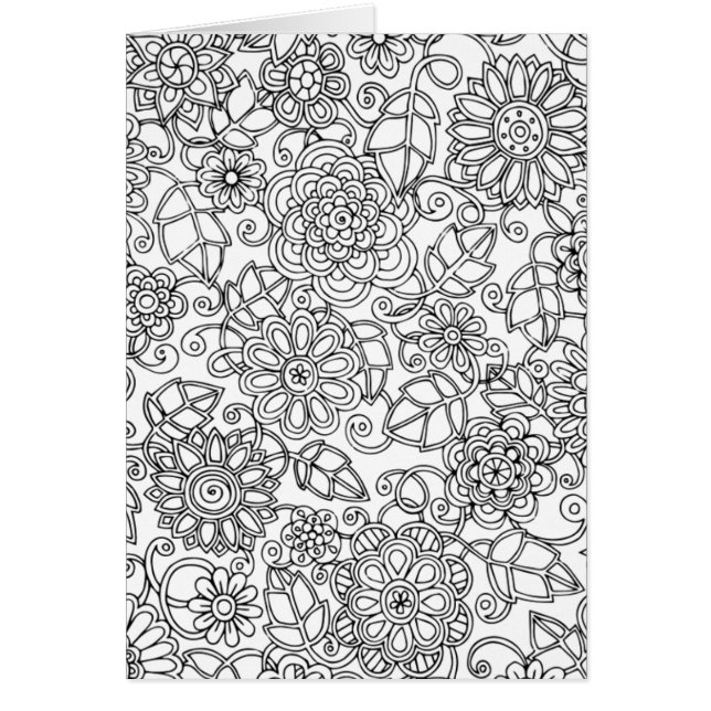 Cartão Doodle floral étnico (Frente)