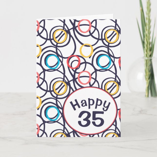 Cartão Doodle Funky para 35º Aniversário    (Frente)