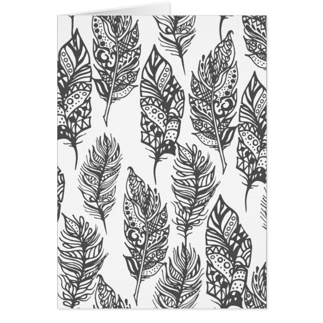 Cartão Doodle macio das penas (Frente)