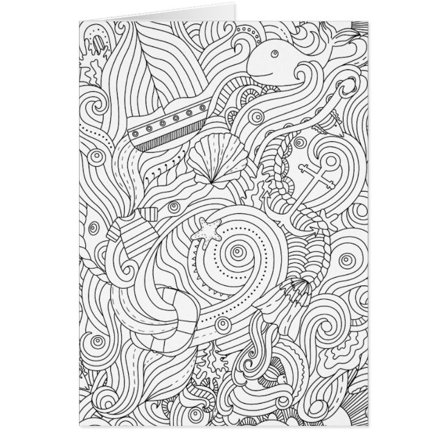 Cartão Doodle náutico (Frente)