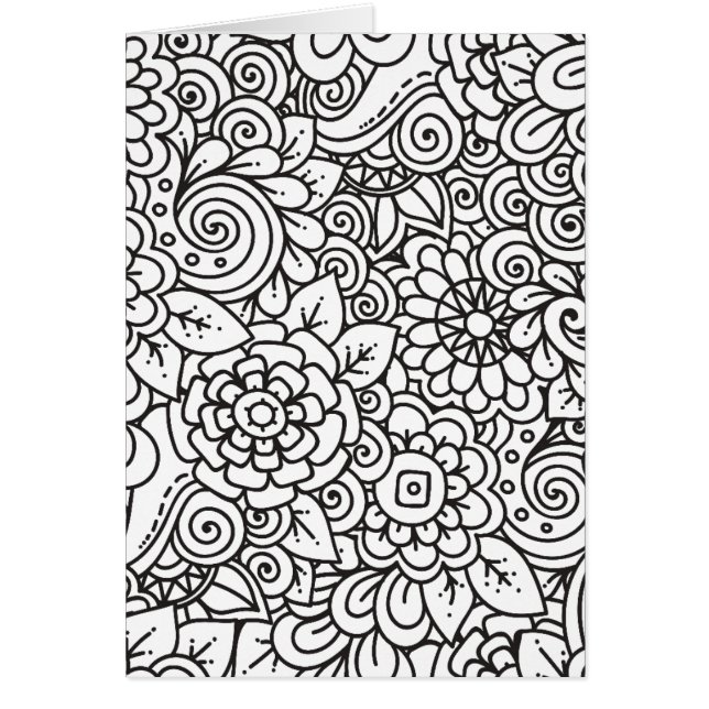 Cartão Doodle retro floral (Frente)