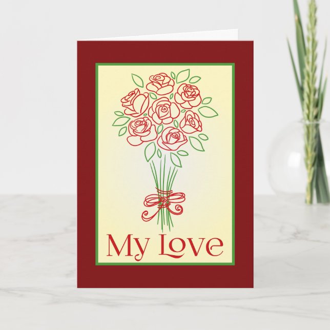 Cartão Doodle Rose Bouquet (Frente)