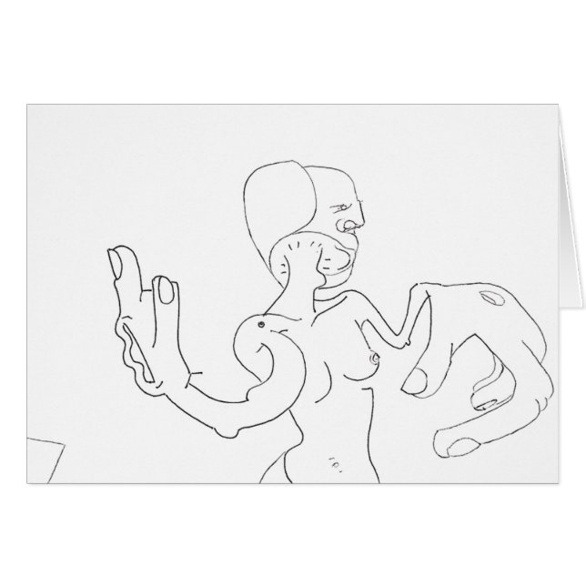 Cartão Doodles surreais do caráter dos desenhos fracos (Frente Horizontal)