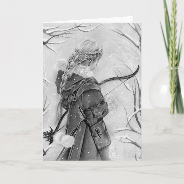 Cartão Doorway to winter fantasy winter archer girl card (Frente)