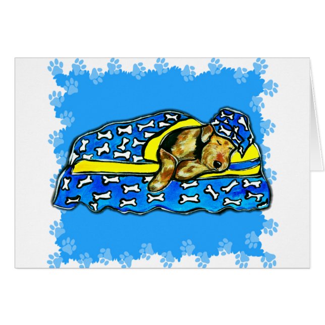 Cartão Dormindo Airedale (Frente Horizontal)