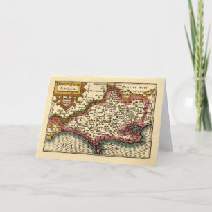 Cartão Dorset Dorsetshire County England Antigo Mapa Hist