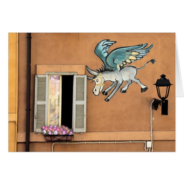 Cartão dos desenhos animados do asno do vôo (Frente Horizontal)