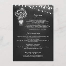 Cartão dos detalhes do casamento do Mason jar do q