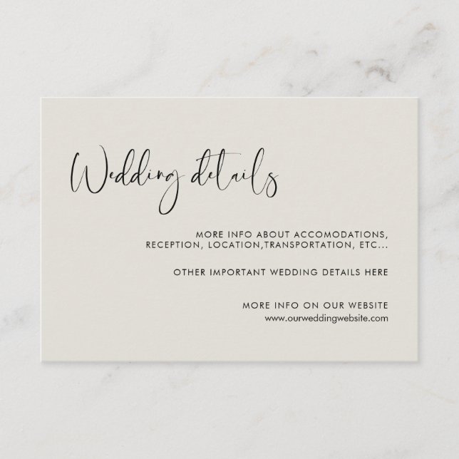 Cartão dos detalhes do casamento do Senador Luz El (Frente)