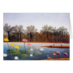 Cartão dos flamingos de Henri Rousseau