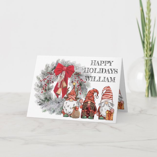 Cartão dos Gnomos de Natal (Frente)