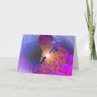 Cartão dos montanhistas de rocha do feliz