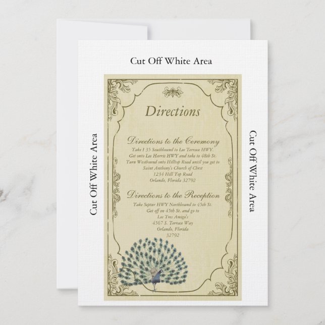 Cartão dos sentidos do casamento do pavão do (Frente)