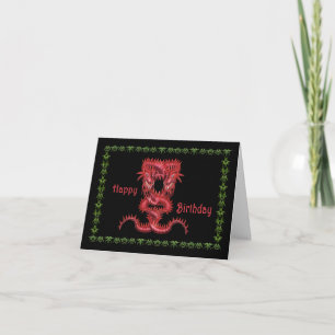 Cartão Double Red Dragon Birthday Card