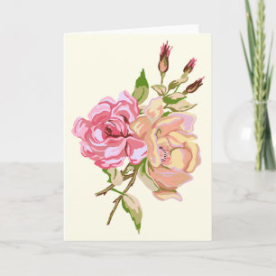 Cartão Double Rose Ivory Card - blank inside