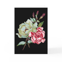 Double Rose on Black Greeting Card - blank inside