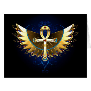 Cartão Dourada Ankh com Asas