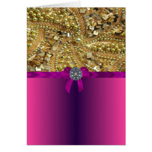 Cartão Dourada blusa e magenta