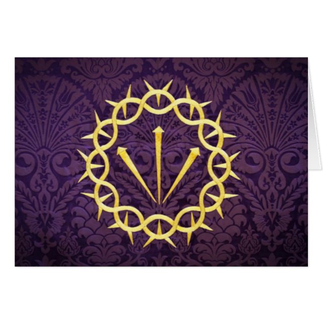 Cartão Dourada Coroa De Espinhos Em Fundo Roxo Escuro (Frente Horizontal)