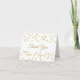Cartão Dourada Dust Confetti Elegante - Script Obrigado