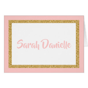 Cartão Dourada e rosa, obrigado