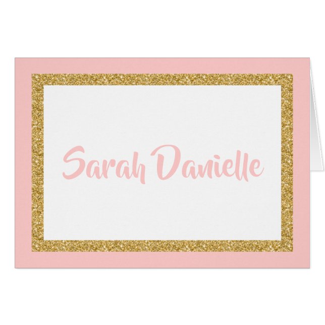 Cartão Dourada e rosa, obrigado (Frente horizontal)