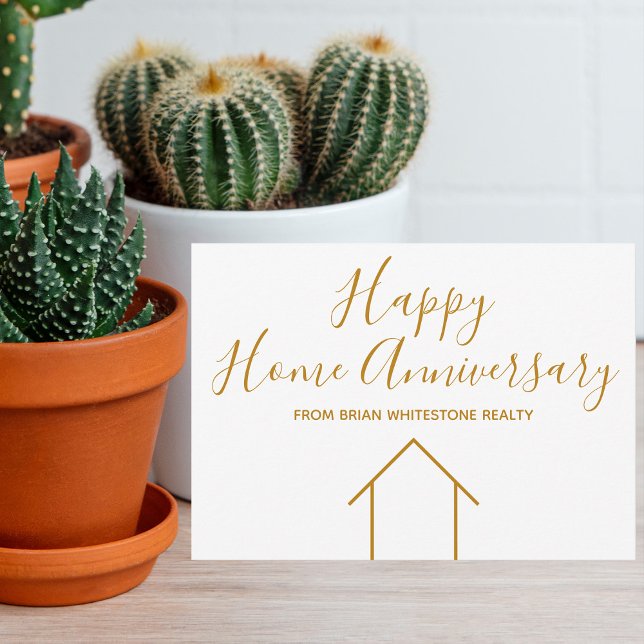 Cartão Dourada Empresa Imobiliária Feliz Aniversário do I (Criador carregado)