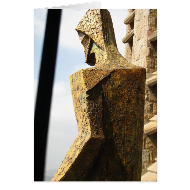 Cartão Dourada Estátua de Gaudi Jesus (Frente)