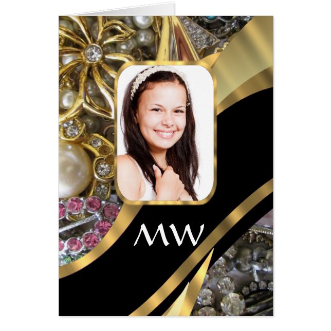 Cartão Dourada fotografia de joias (Frente)