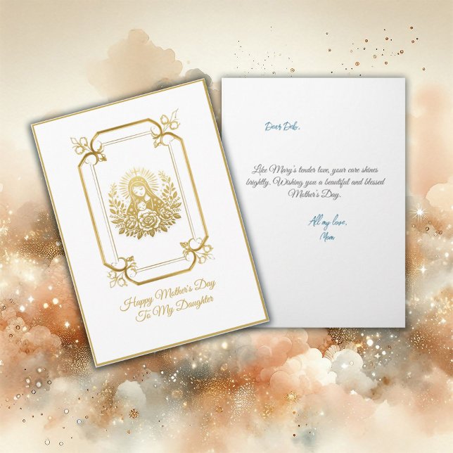 Cartão Dourada Virgem Tom Maria com Dia de as mães infant (Criador carregado)