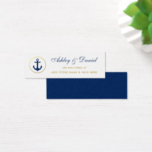 Cartão Dourado azul náutico Wedding da inserçã
