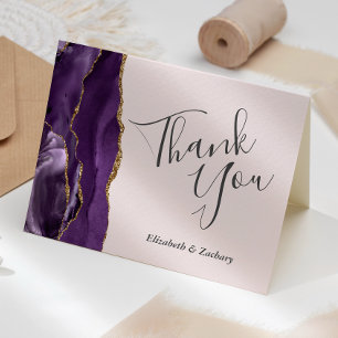 Cartão Dourado Casamento De Blush De Agato Pálido Púrpura