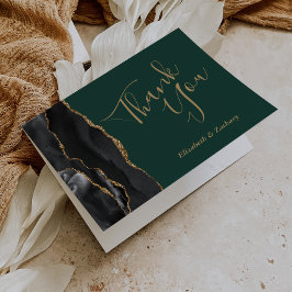 Cartão Dourado Casamento Emerald Green da Agate Negra Obr