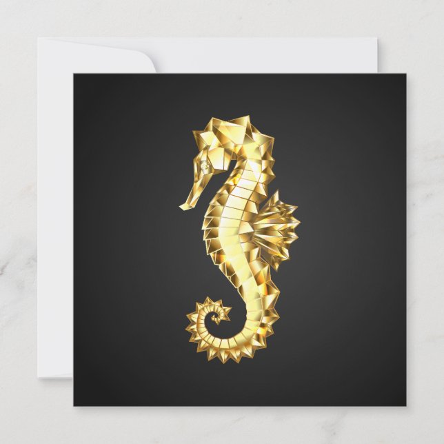 Cartão Dourado Cavalo de Mar Poligonal (Frente)