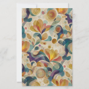 Cartão Dourado com Floral Rodopio Abstrato Boho em