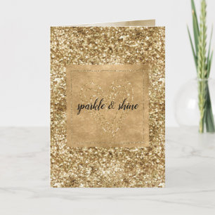 Cartão Dourado Confetti Glitter Heart