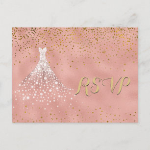 Cartão Dourado cor-de-rosa de Quinceanera RSVP do