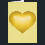 Cartão Dourado Coração<br><div class="desc">Esta placa apresenta um coração dourado com um centro lavado em branco sobre um fundo amarelo pálido. Personalize para redimensionar/reposicionar o coração desvanecido dourado, alterar a cor de fundo e/ou adicionar texto personalizado. A placa é vazio de dentro, aguardando seu texto personalizado ou sentimentos manuscritos. Escolha estilo, tamanho e cor...</div>