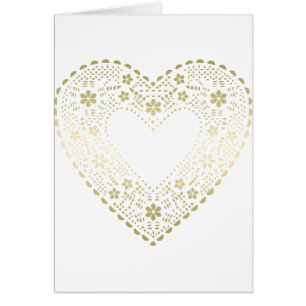 Cartão Dourado Coração Lace