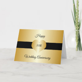 Cartão Dourado Coração Personalizado 50º Aniversário de C