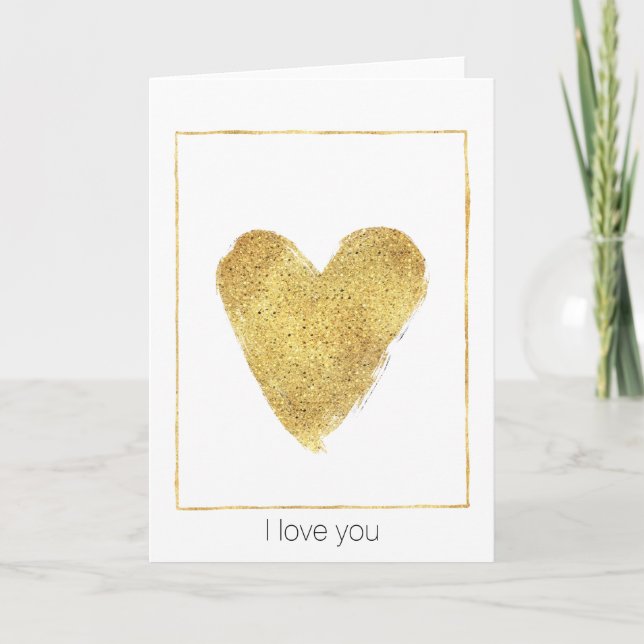 Cartão Dourado Coração Sparkle (Frente)