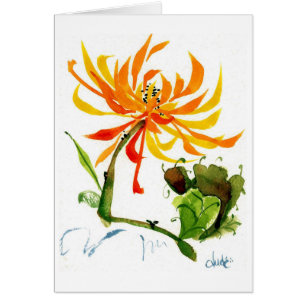 Cartão dourado da aguarela da escova do chinês da