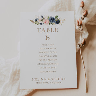 Cartão Dourado de Casamento Cor-de-Rosa Azul Mesa 