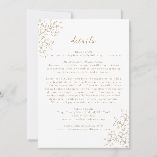 Cartão Dourado de Detalhes Simples do Flor de Cere (Frente)