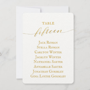 Cartão Dourado de Gráfico de Casamento Calliográfi