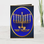 Cartão dourado de Hanukkah<br><div class="desc">Tendo pensamentos felizes esta estação…</div>