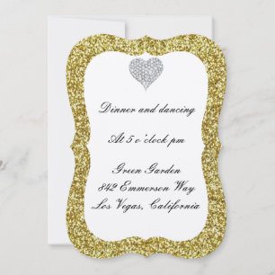 Cartão Dourado de Recepção Cardíaca Diamante