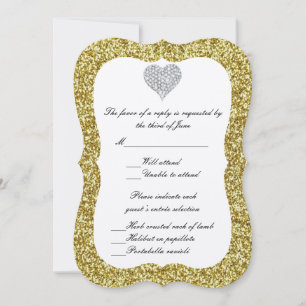 Cartão Dourado de Resposta Cardíaca Diamante Glitt